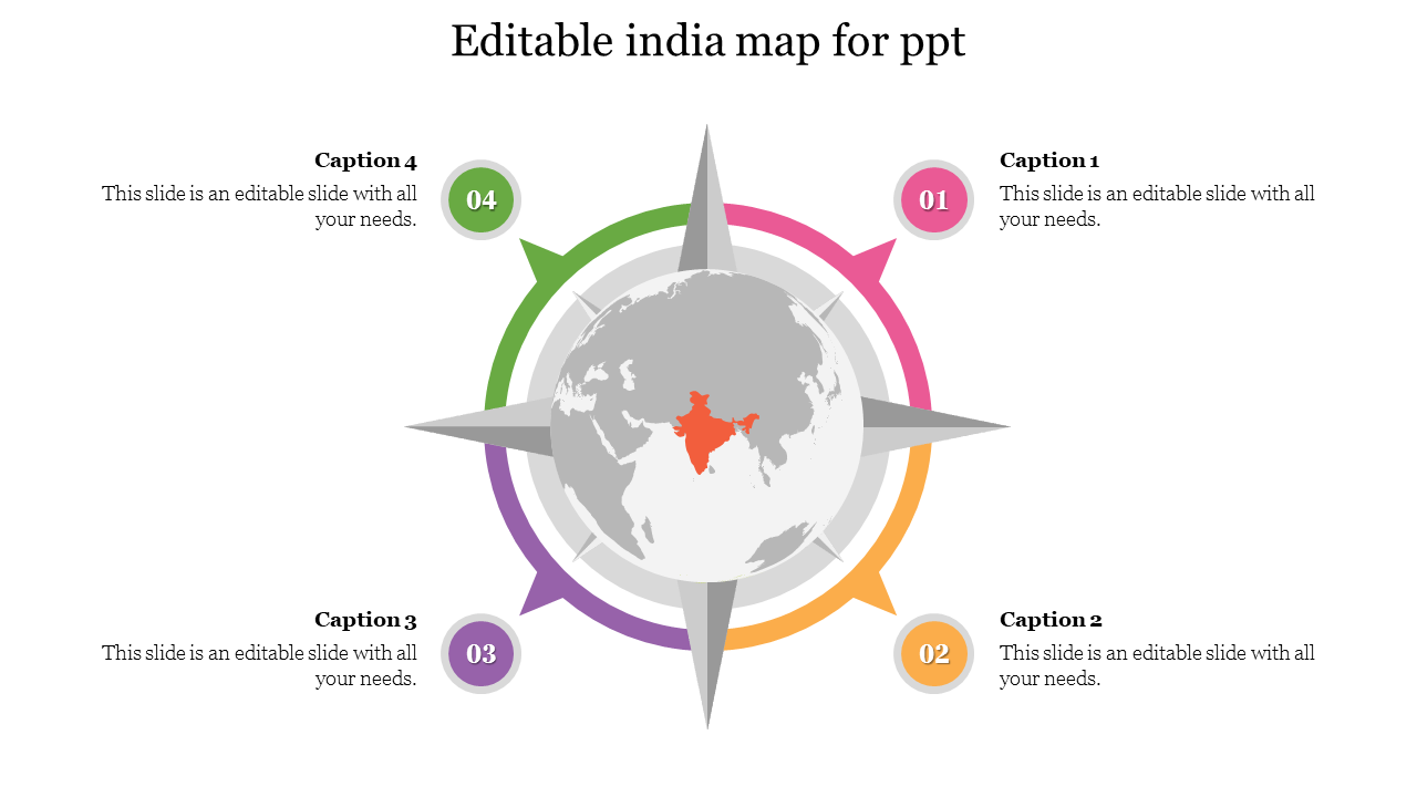Editable India Map For PPT Free Download Slide